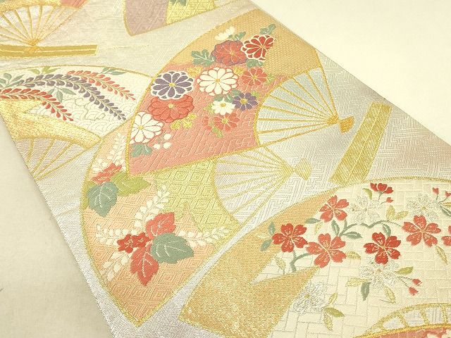 平和屋着物◎佐賀錦 六通柄袋帯 唐織 吉祥扇面花文 金銀糸 逸品 DAAH4664yyy