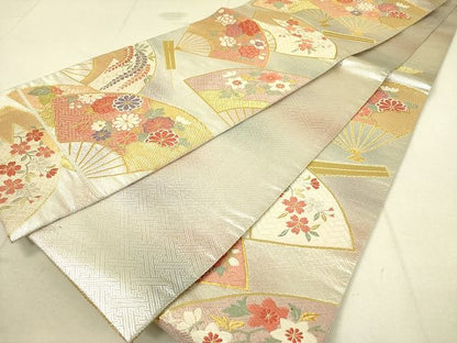 平和屋着物◎佐賀錦 六通柄袋帯 唐織 吉祥扇面花文 金銀糸 逸品 DAAH4664yyy