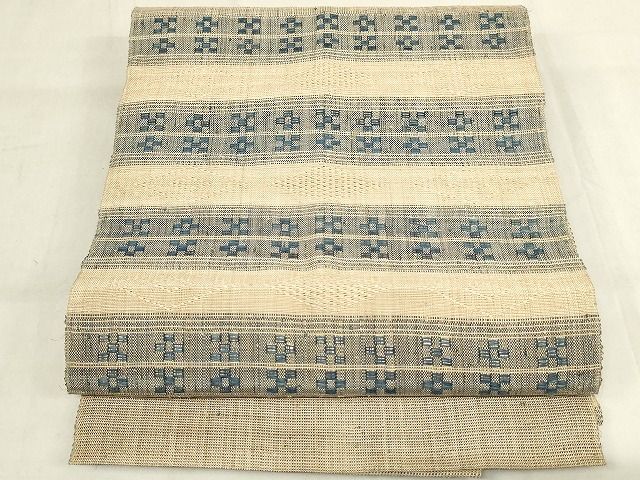 平和屋本店■希少　夏物　人間国宝　平良敏子　喜如嘉の芭蕉布　花織　八寸名古屋帯　やまと誂製　正絹　逸品　未使用　KAAA1531kk4