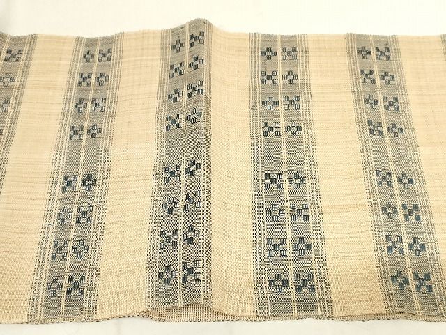 平和屋本店■希少　夏物　人間国宝　平良敏子　喜如嘉の芭蕉布　花織　八寸名古屋帯　やまと誂製　正絹　逸品　未使用　KAAA1531kk4