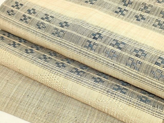平和屋本店■希少　夏物　人間国宝　平良敏子　喜如嘉の芭蕉布　花織　八寸名古屋帯　やまと誂製　正絹　逸品　未使用　KAAA1531kk4