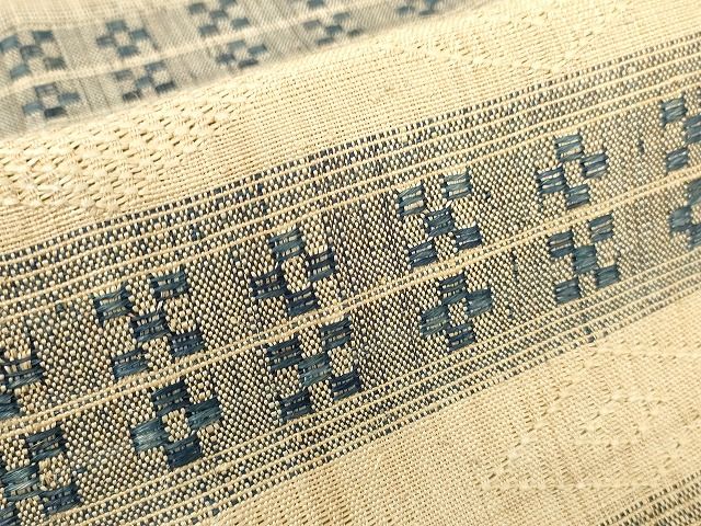 平和屋本店■希少　夏物　人間国宝　平良敏子　喜如嘉の芭蕉布　花織　八寸名古屋帯　やまと誂製　正絹　逸品　未使用　KAAA1531kk4