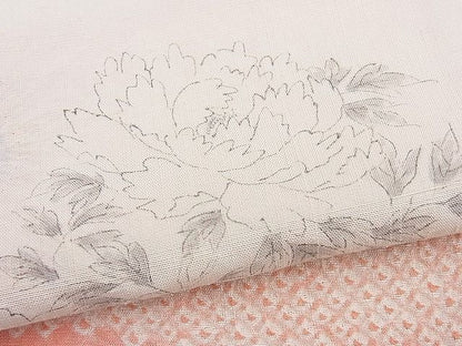 平和屋着物■訪問着 紬地 手描き 絞り 流水牡丹文 逸品 BAAI1518pk