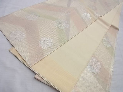 平和屋着物■夏物 六通柄袋帯 桜散らし 銀糸 逸品 BAAI9501du