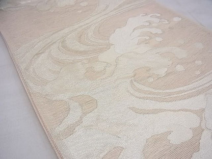 平和屋着物■夏物 六通柄袋帯 立波文様 銀糸 逸品 BAAI7924ea