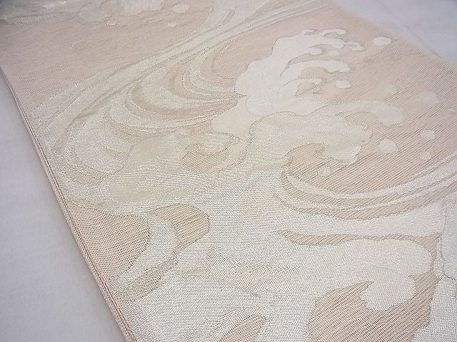 平和屋着物■夏物 六通柄袋帯 立波文様 銀糸 逸品 BAAI7924ea