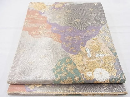 平和屋着物◎六通柄袋帯 唐織 鳳凰道長花文 金糸 逸品 BAAI2052ns