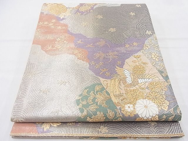 平和屋着物◎六通柄袋帯 唐織 鳳凰道長花文 金糸 逸品 BAAI2052ns