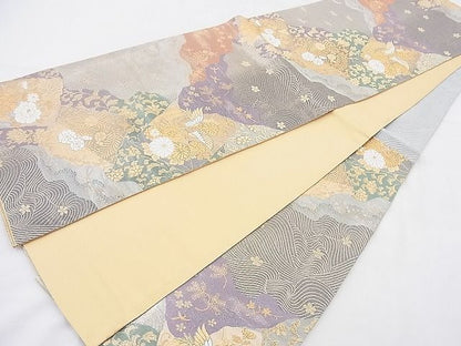 平和屋着物◎六通柄袋帯 唐織 鳳凰道長花文 金糸 逸品 BAAI2052ns