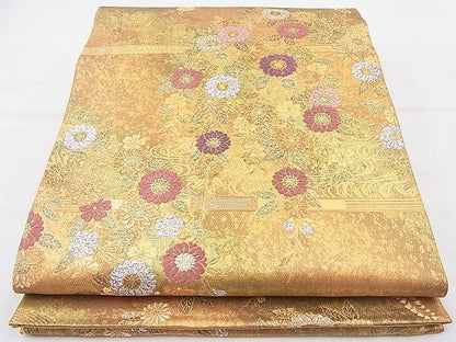 平和屋着物◎六通柄袋帯 唐織 桜花讃歌文 灰陶箔 金銀糸 逸品 BAAI2060ns
