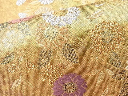 平和屋着物◎六通柄袋帯 唐織 桜花讃歌文 灰陶箔 金銀糸 逸品 BAAI2060ns
