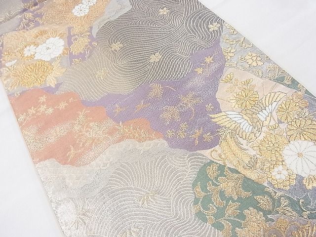 平和屋着物◎六通柄袋帯 唐織 鳳凰道長花文 金糸 逸品 BAAI2052ns