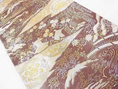 平和屋着物◎六通柄袋帯 御所解 金銀糸 逸品 BAAI2046ns