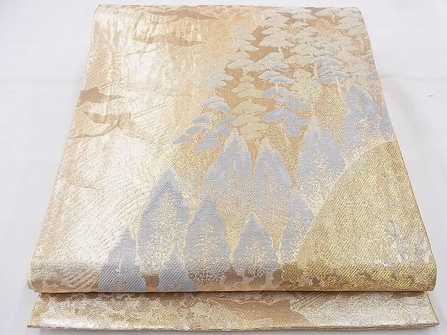 平和屋着物◎佐賀錦 六通柄袋帯 飛鶴樹林文 金糸 逸品 BAAI2064ns