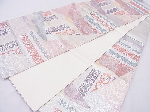平和屋着物◎六通柄袋帯 名物裂 銀糸 逸品 BAAI2079ns