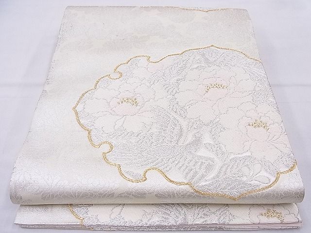 平和屋着物◎六通柄袋帯　唐織　鳳凰牡丹文　金銀糸　逸品　BAAI2098ns
