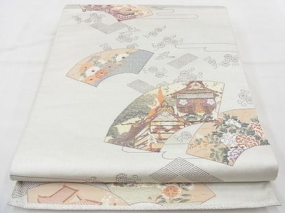 平和屋着物◎六通柄袋帯 唐織 扇各中格外 古代九百錦 金銀糸 逸品 BAAI6522ns