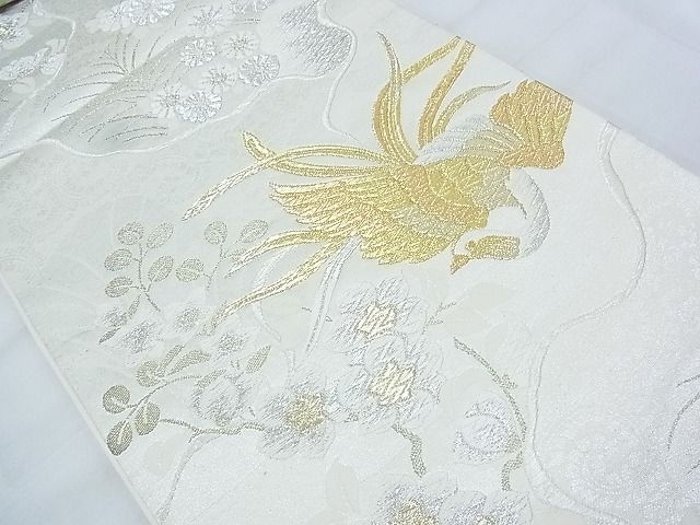 平和屋着物◎六通柄袋帯 唐織 鳳凰流水花文 金銀糸 逸品 BAAI6576ns