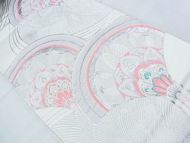 平和屋着物◎六通柄袋帯 唐織 正倉院青海波 銀糸 逸品 BAAI9908ns