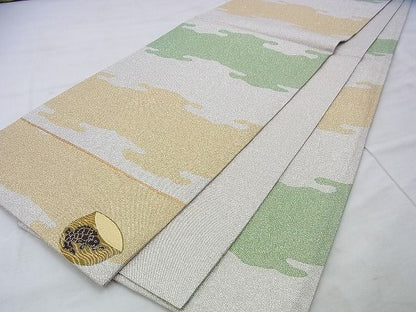 平和屋着物◎六通柄袋帯 ワンポイント 荒磯 金銀糸 逸品 BAAI0438if