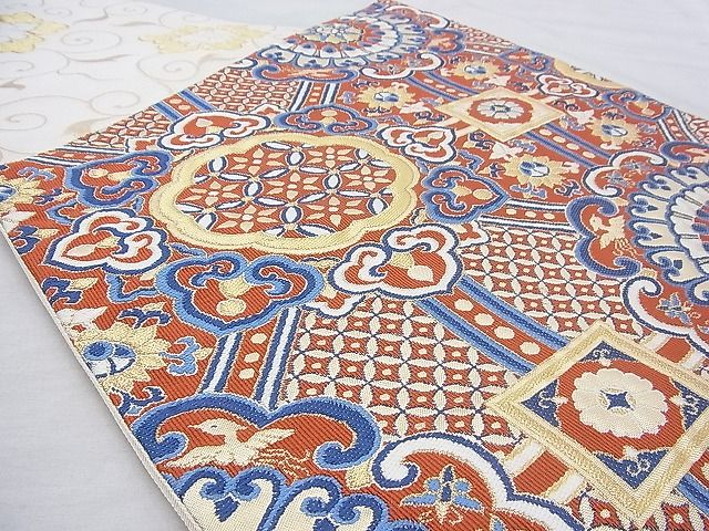 平和屋着物◎太鼓柄袋帯 正倉院蜀江文様 金銀糸 逸品 BAAI0459if