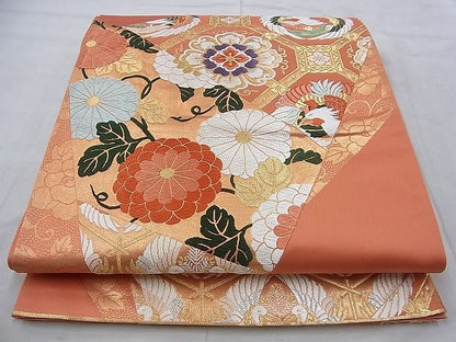 平和屋着物◎六通柄袋帯 唐織 鳳凰蜀江切嵌文様 金糸 逸品 BAAI0476if