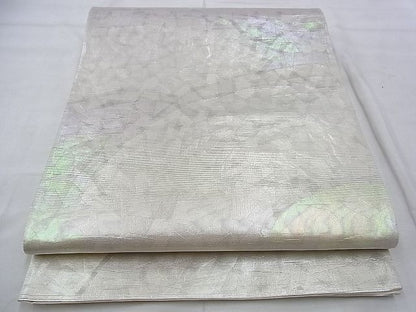 平和屋着物◎六通柄袋帯 地紙文様 銀糸 逸品 BAAI0480if