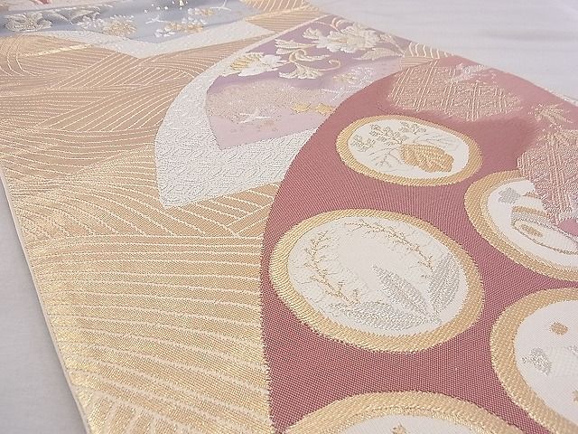 平和屋着物◎西陣 六通柄袋帯 唐織 地紙吉祥草花文 金銀糸 逸品 BAAI5426if
