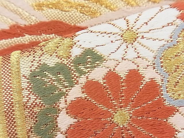 平和屋着物◎六通柄袋帯 唐織 亀甲有職花文 金糸 逸品 BAAI5414if