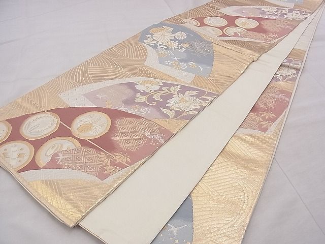 平和屋着物◎西陣 六通柄袋帯 唐織 地紙吉祥草花文 金銀糸 逸品 BAAI5426if