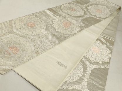 平和屋着物◎六通柄袋帯 唐織 亀甲花文 金銀糸 正絹 逸品 AAAJ4755Asx
