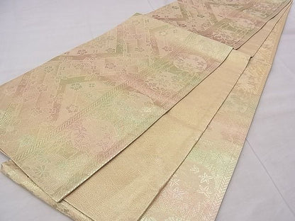 平和屋着物◎六通柄袋帯 草花間道 金糸 逸品 BAAI5447if