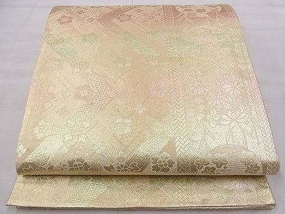 平和屋着物◎六通柄袋帯 草花間道 金糸 逸品 BAAI5447if