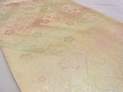 平和屋着物◎六通柄袋帯 草花間道 金糸 逸品 BAAI5447if