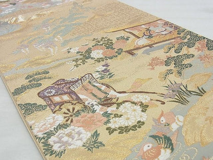 平和屋着物◎六通柄袋帯 唐織 平安春秋文 王朝錦 金糸 逸品 BAAI5467if