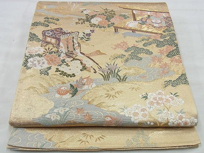平和屋着物◎六通柄袋帯 唐織 平安春秋文 王朝錦 金糸 逸品 BAAI5467if