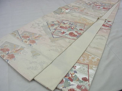 平和屋着物◎六通柄袋帯 唐末織 色紙重ね桃山紋 金銀糸 逸品 BAAI5470if