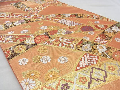 平和屋着物◎六通柄袋帯 唐織 竹垣慶長花文 金糸 逸品 BAAI5484if