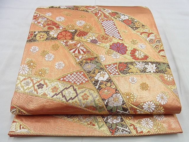 平和屋着物◎六通柄袋帯 唐織 竹垣慶長花文 金糸 逸品 BAAI5484if