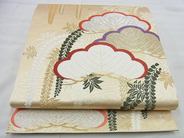 平和屋着物◎六通柄袋帯 唐織 光琳松 金糸 逸品 BAAI5480if