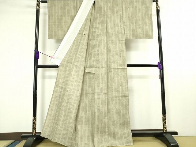 平和屋本店■希少　本場結城紬　単衣　芋麻手紡糸　80亀甲　間道　証紙付き　逸品　未使用　DZAA1846kh4