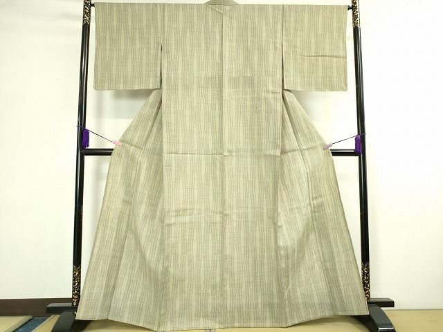 平和屋本店■希少　本場結城紬　単衣　芋麻手紡糸　80亀甲　間道　証紙付き　逸品　未使用　DZAA1846kh4