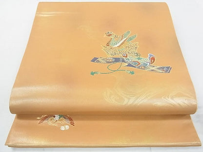 平和屋着物◎六通太鼓柄袋帯 冠鶴 金糸 逸品 DAAG1382we