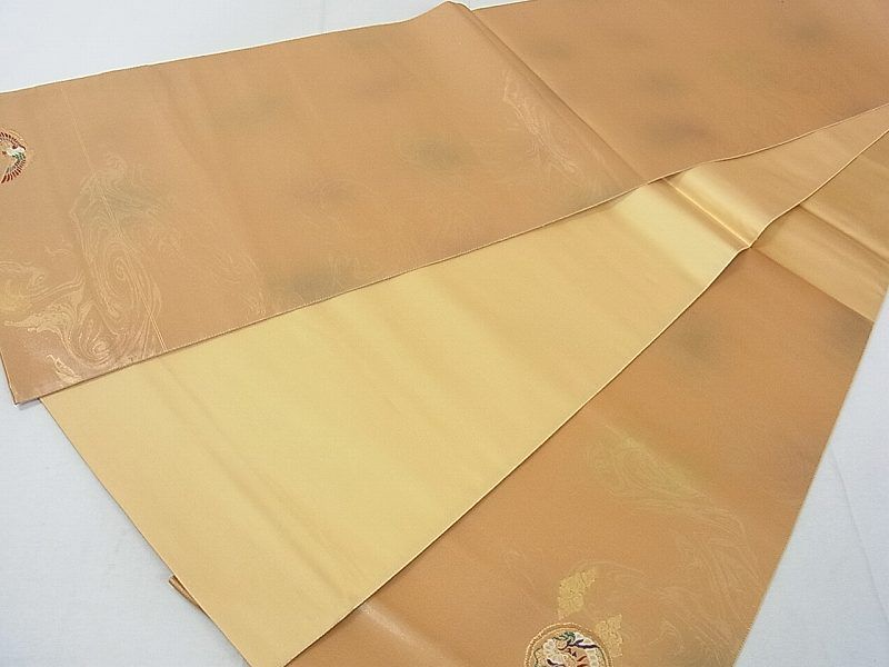 平和屋着物◎六通太鼓柄袋帯 冠鶴 金糸 逸品 DAAG1382we