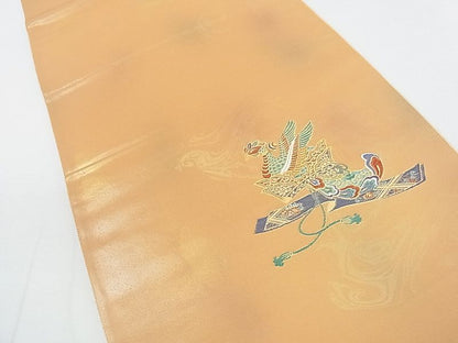 平和屋着物◎六通太鼓柄袋帯 冠鶴 金糸 逸品 DAAG1382we