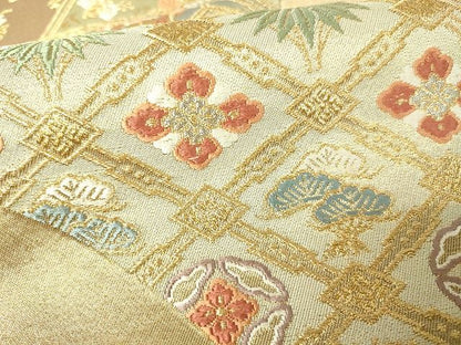 平和屋着物■六通柄袋帯 吉祥花文 金糸 逸品 DAAH6058sf