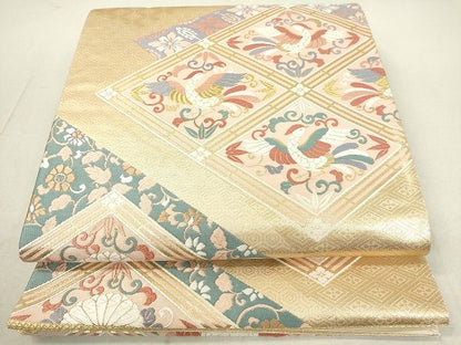 平和屋着物◎六通柄袋帯 唐織 鳳凰花菱文 金糸 逸品 DAAH2403ud