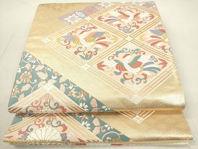 平和屋着物◎六通柄袋帯 唐織 鳳凰花菱文 金糸 逸品 DAAH2403ud