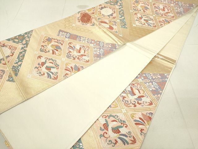 平和屋着物◎六通柄袋帯 唐織 鳳凰花菱文 金糸 逸品 DAAH2403ud