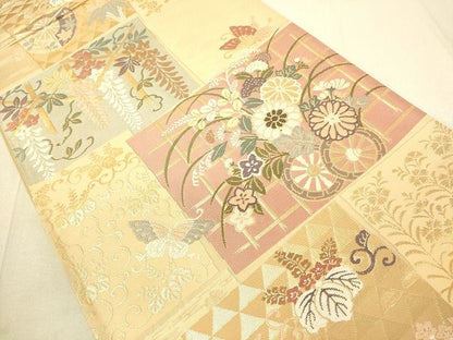 平和屋着物◎六通柄袋帯 花蝶文 金糸 逸品 DAAH2415ud